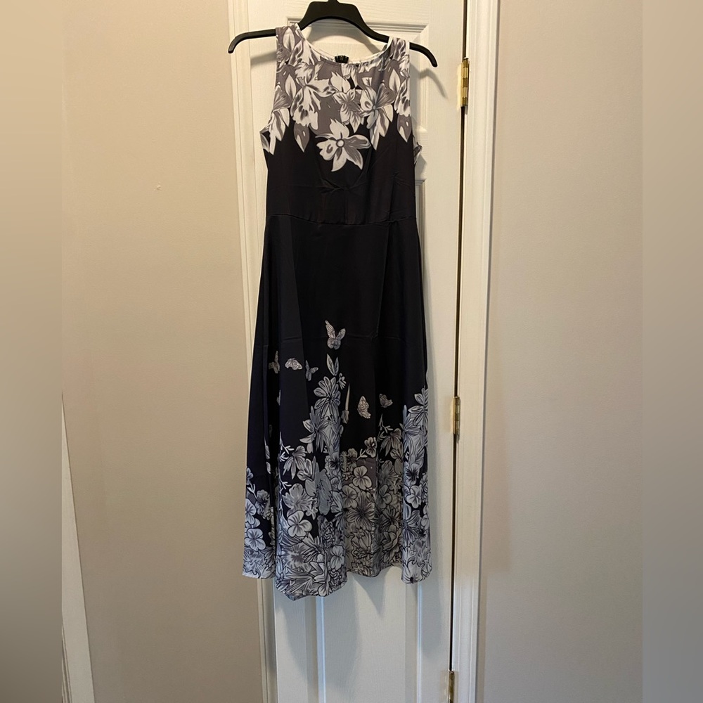 Black and white silk style dress
